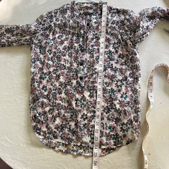 Rag & Bone Susan Floral Printed Silk Sheer Top in Ivory Floral Size XXS - Picture 7 of 11